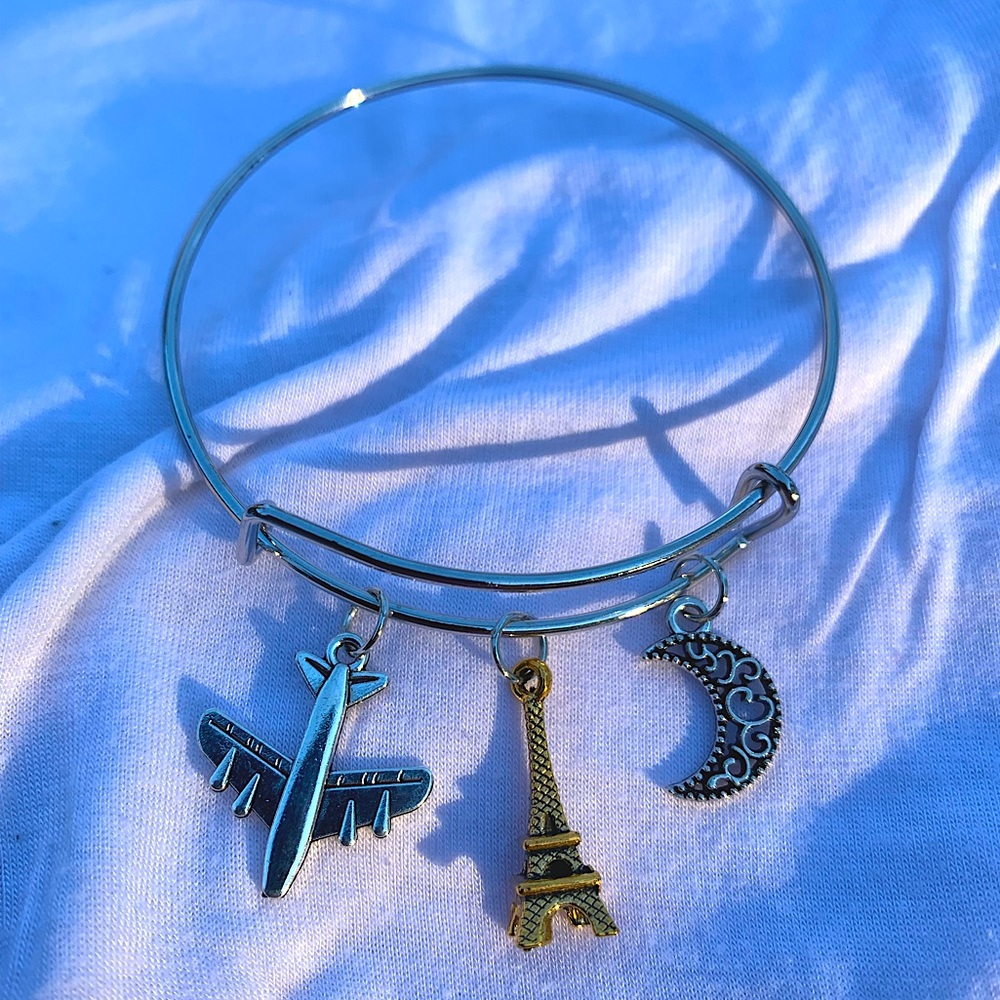 Brand New! Handmade! Adjustable Charm Bangle Bracelet!